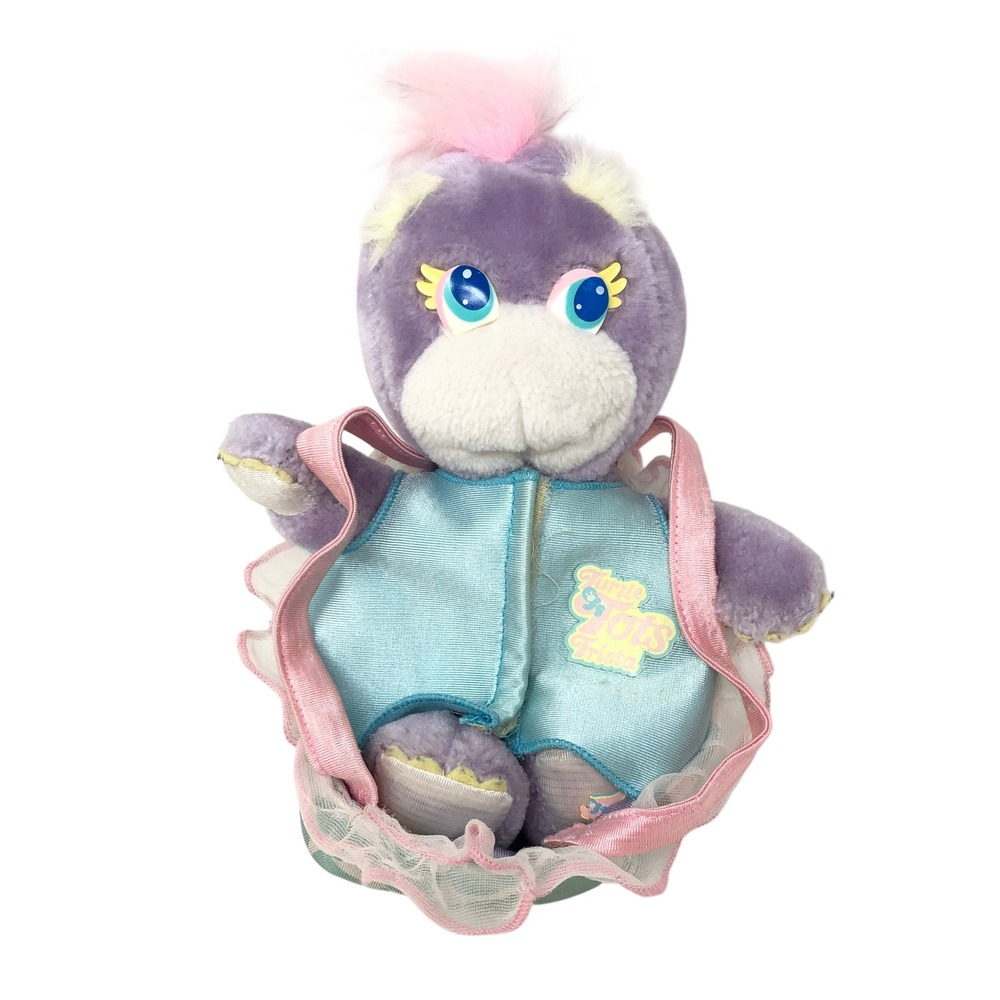 Vintage Turtle Tots‎ Trista Plush Purple Blue Removable Shell 1988 Mattel